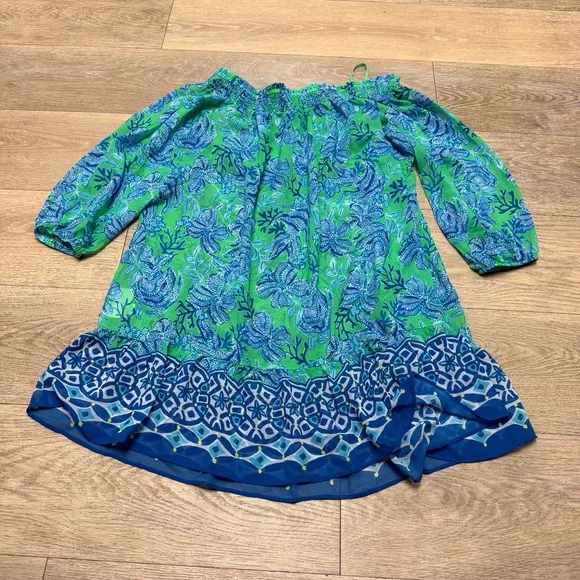 Lilly Pulitzer Maribeth Coverup Large Cabana Green Keepin It Reel EUC - Picture 8 of 10